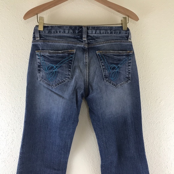 Bebe Blue Jeans 28 x 34 Rhinestone Carmen Peacock - Picture 4 of 6